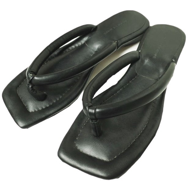 ADAM ET ROPE アダムエロペ スクエアトングサンダル 24cm ブラック シューズ g22771