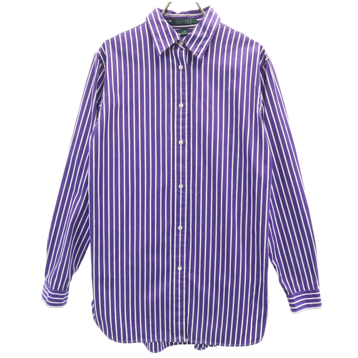 LAUREN RALPH LAUREN ローレンラルフローレン ストライプ柄 長袖 コットンシャツ M パープル