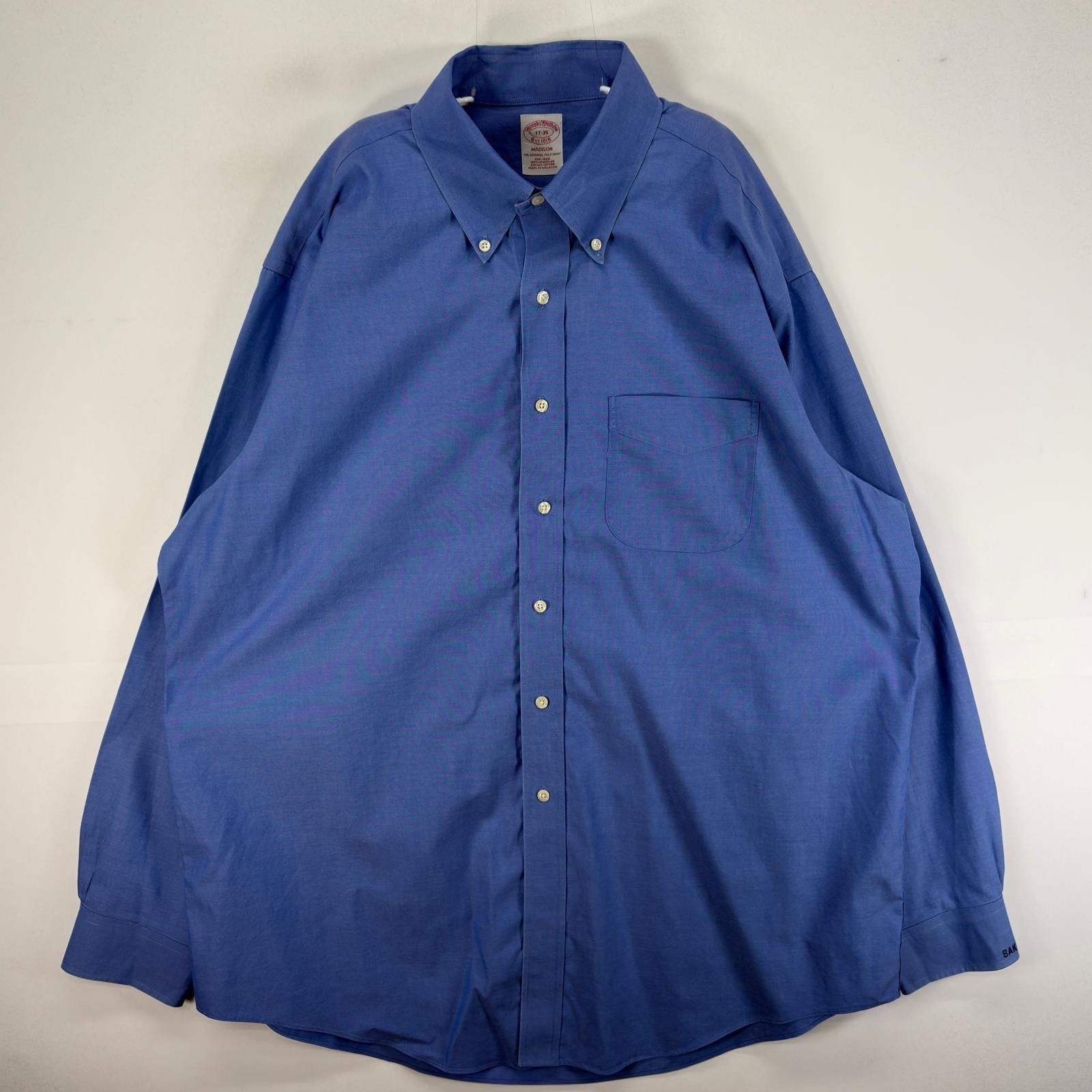 古着 ブルックスブラザーズ Brooks Brothers 長袖シャツ ボタンダウン 1818 XL  ブルー系 無地 メンズ