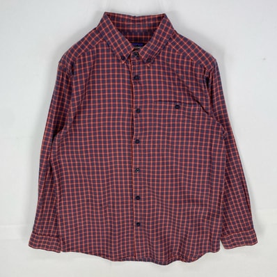 古着 パタゴニア patagonia 長袖シャツ ボタンダウン 胸ポケット ロングスリーブ アウトドア M オレンジ系 チェック メンズ