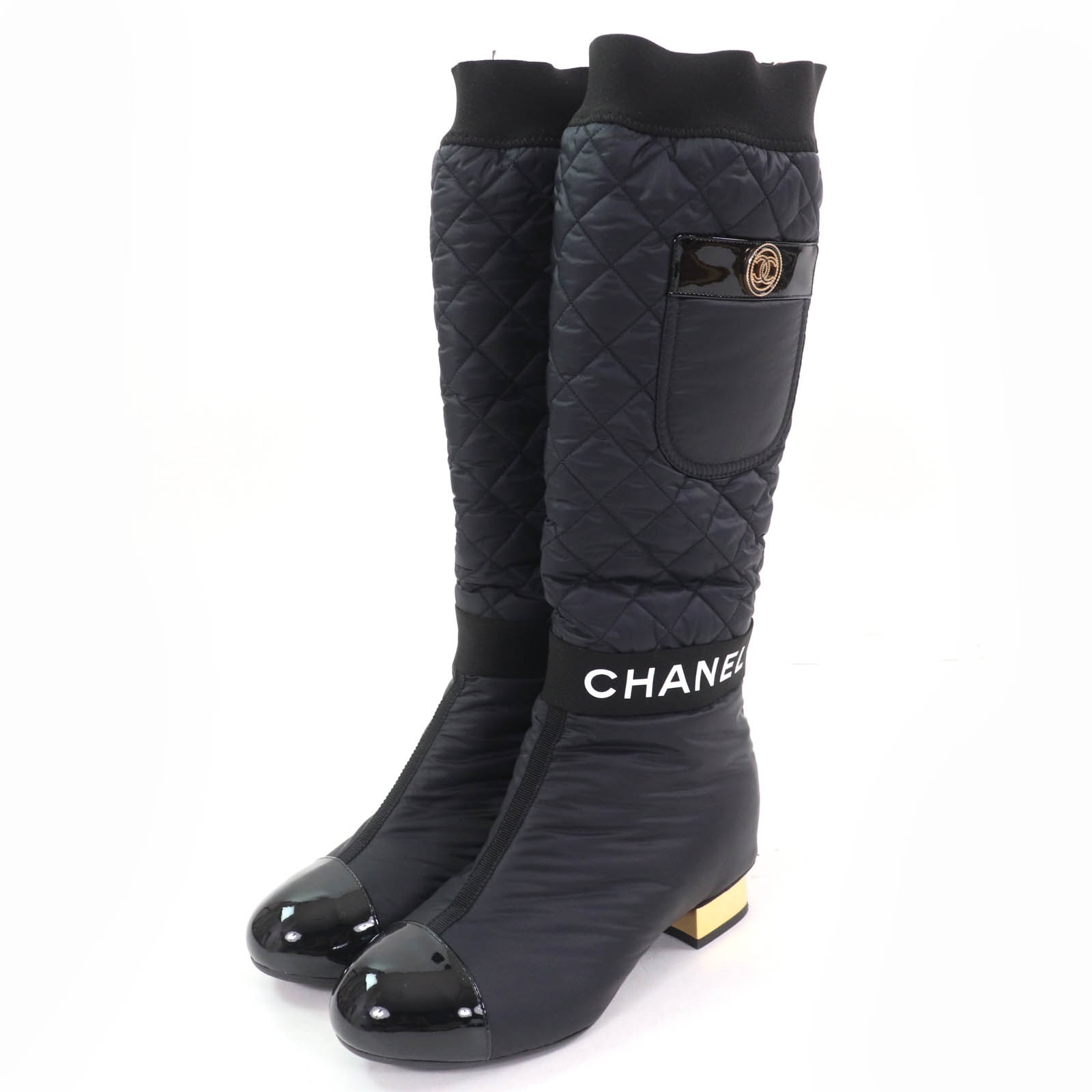 美品 シャネル
 ロングブーツ ブラック レディース 36 G38428