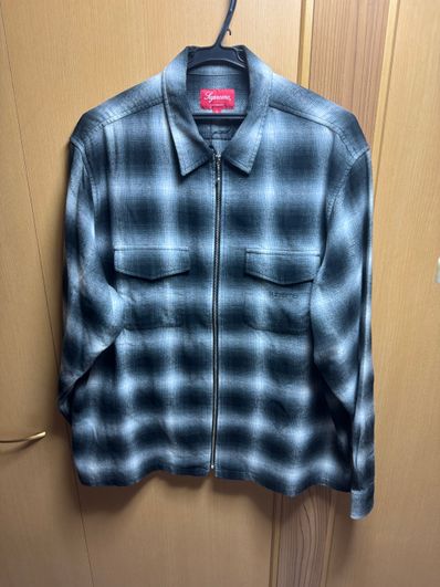 Supreme Shadow Plaid Flannel Zip Up Shirt "Black"