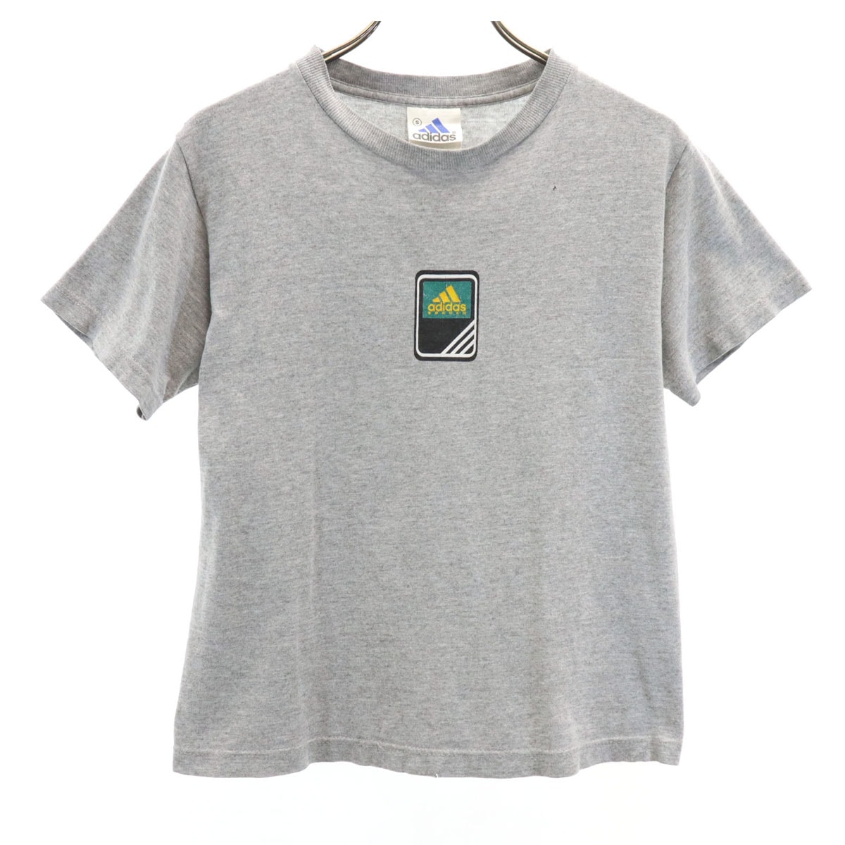 adidas アディダス USA製 バック サッカー プリント 半袖 Tシャツ S グレー