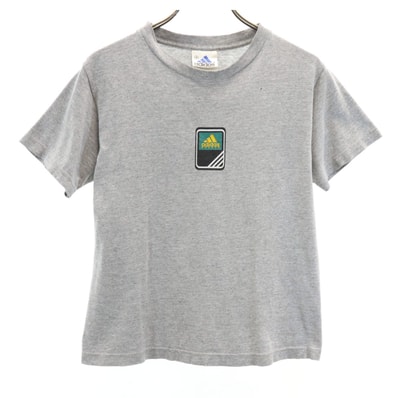 adidas アディダス USA製 バック サッカー プリント 半袖 Tシャツ S グレー
