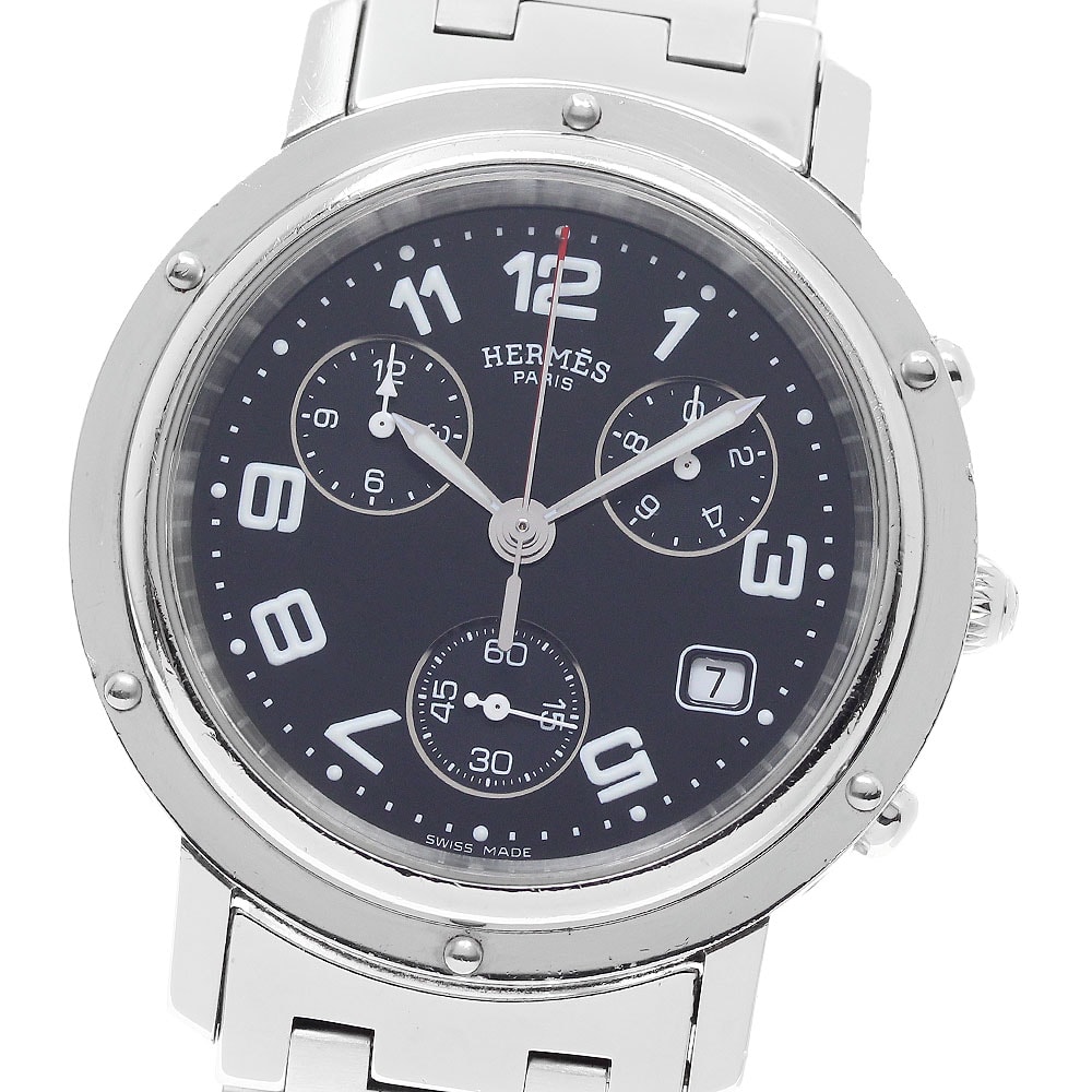 ★保 エルメス クリッパー クロノ デイト CL1.910 メンズ 【中古】