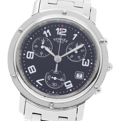 ★保 エルメス クリッパー クロノ デイト CL1.910 メンズ 【中古】