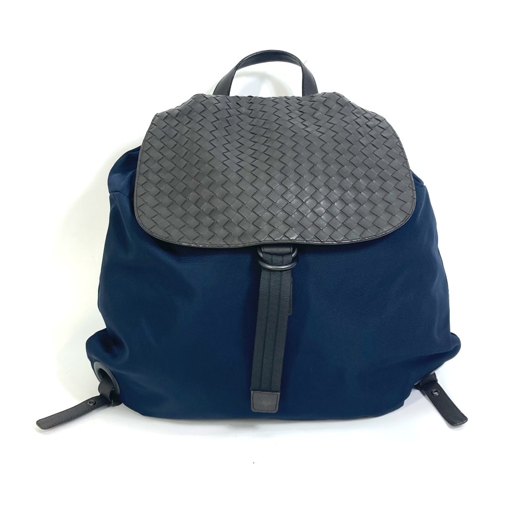 ボッテガヴェネタ BOTTEGA VENETA バックパック 409595 イントレチャート バックパック リュックサック ナイロン/レザー ネイビー×ブラウン