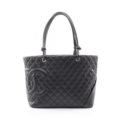 シャネル CHANEL カンボンライン ラージ トートバッグ バッグ レザー レディース ブラック系 【中古】