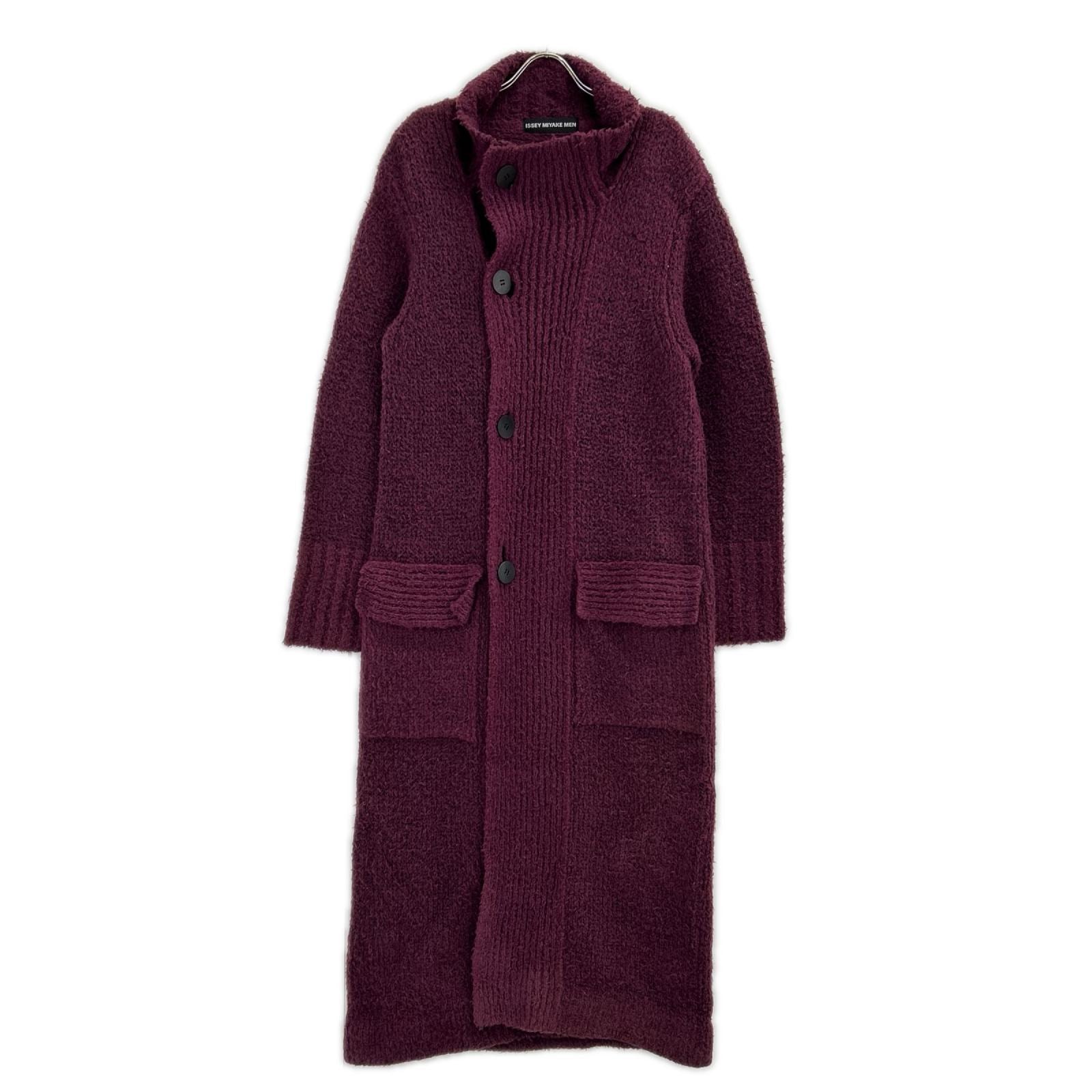 イッセイミヤケ 16AW ME63KA143 パープル ウールニット ロングコート 3