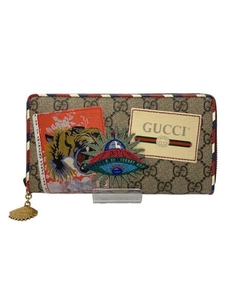 Gucci Courrier Zip Around GG Supreme Canvas Wallet "Beige"