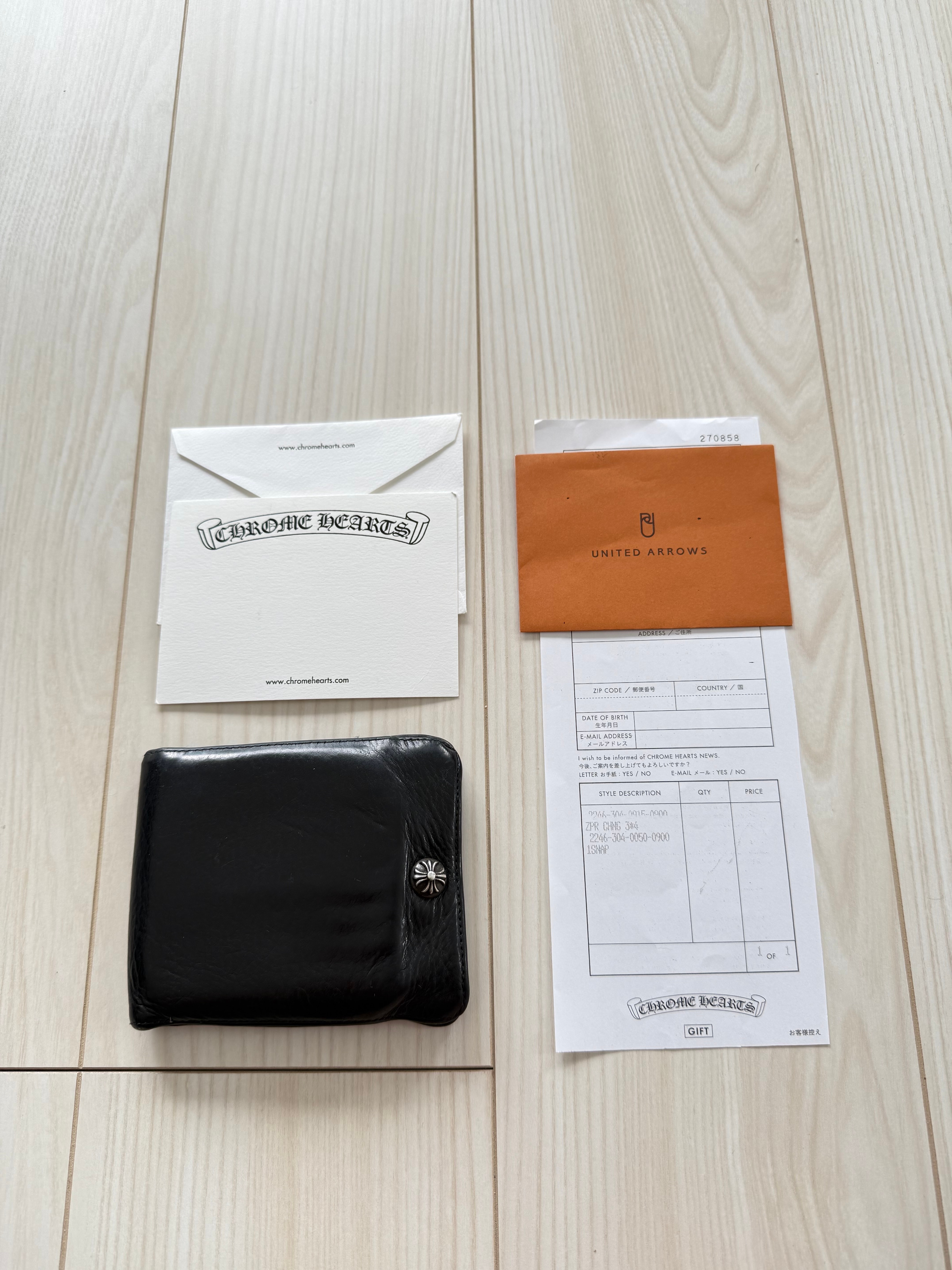 付属品完備/値下げ交渉可能 / 正規品!CHROME HEARTS クロムハーツ  ワンスナップ 1SNAP ウォレット 財布