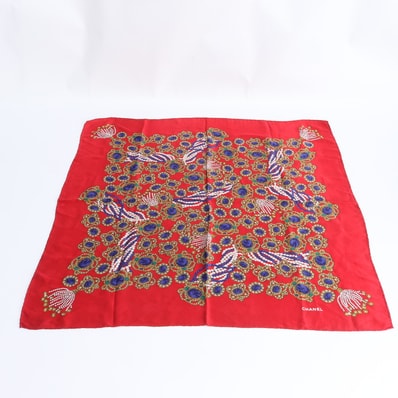 ■極美品 シャネル グリポア 色石 アクセサリー 柄スカーフ