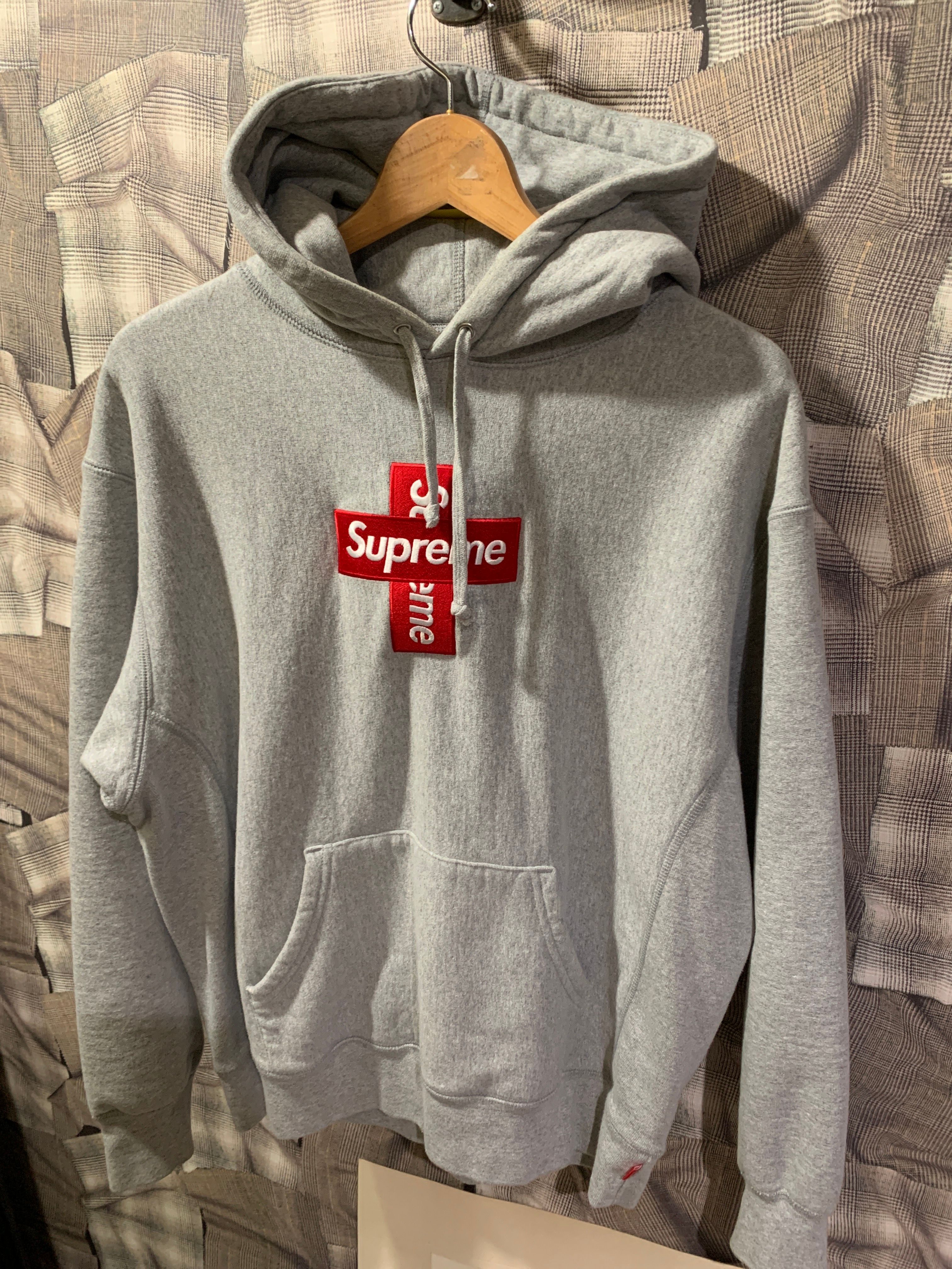 Supreme Cross Box Logo Hooded Sweatshirt "Grey"