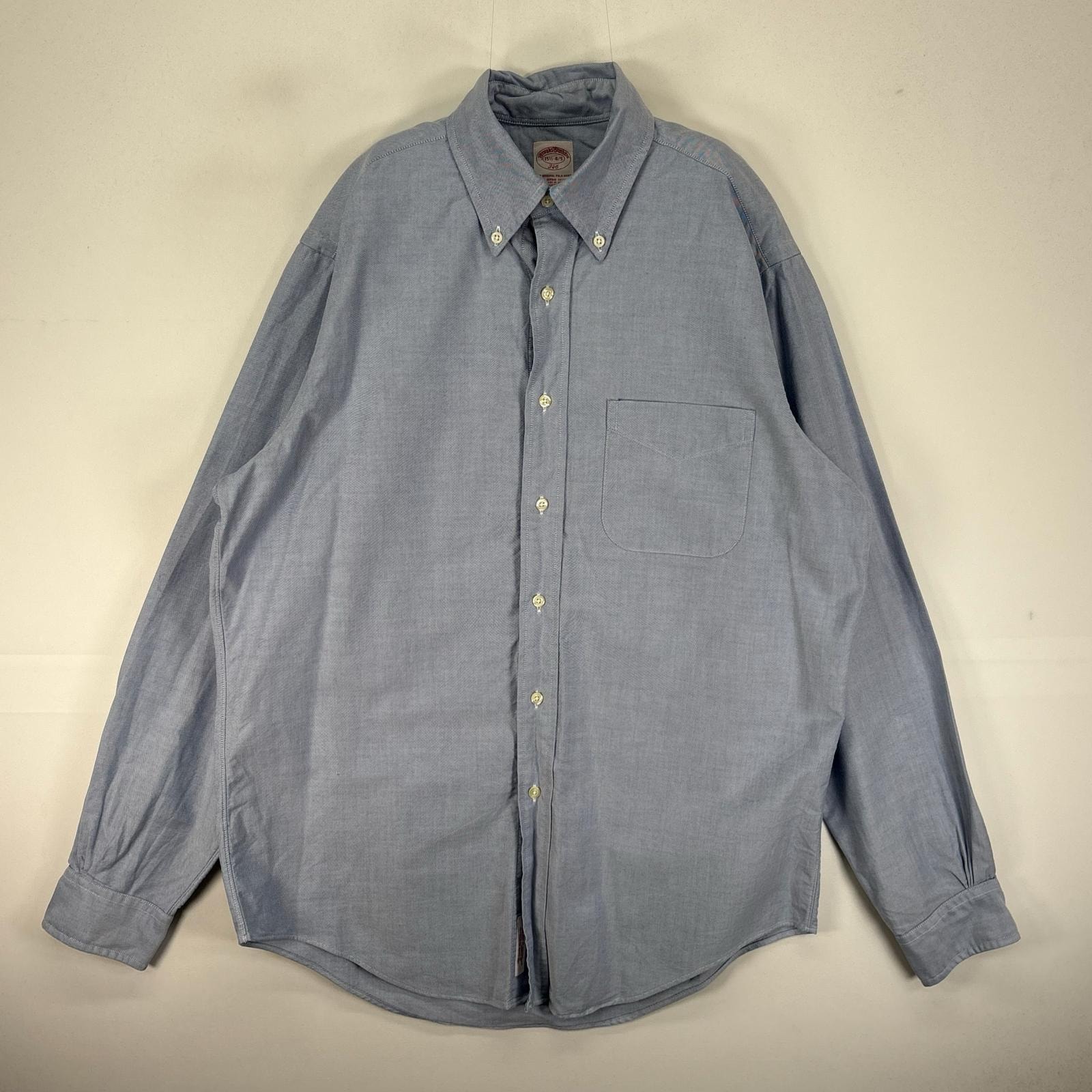 古着 ブルックスブラザーズ Brooks Brothers USA製 長袖シャツ ボタンダウン M  ブルー系 無地 メンズ