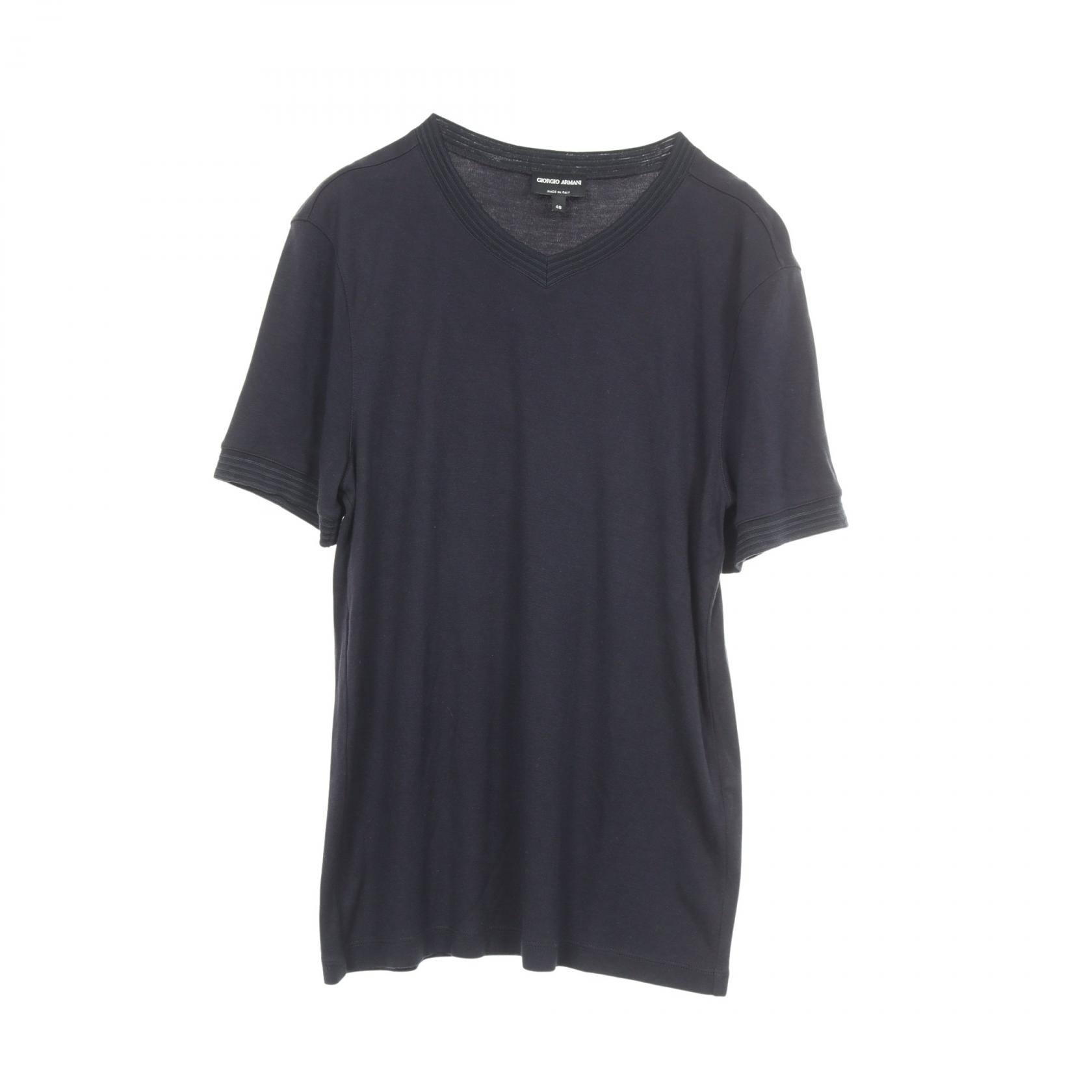 ジョルジオアルマーニ GIORGIO ARMANI Vネック 半袖Tシャツ 衣料品 トップス レーヨン シルク メンズ ネイビー系 PSM04J 【中古】