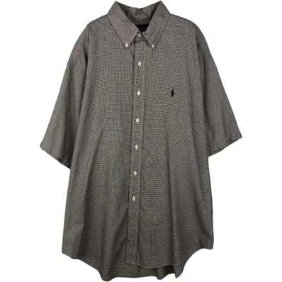 古着 ラルフローレン Ralph Lauren BLAKE 千鳥格子柄 半袖 ボタンダウンシャツ メンズL相当/eaa643974