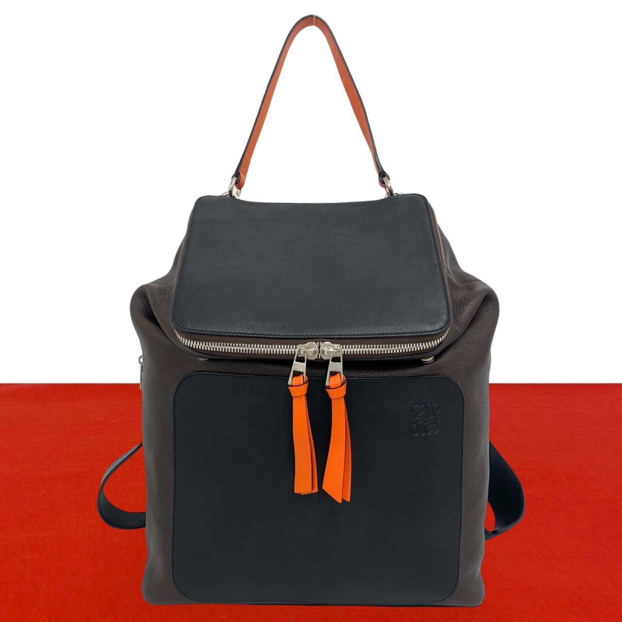 LOEWE ロエベ ゴヤ アナグラム ロゴ カーフ リュックサック ブラウン
 44317