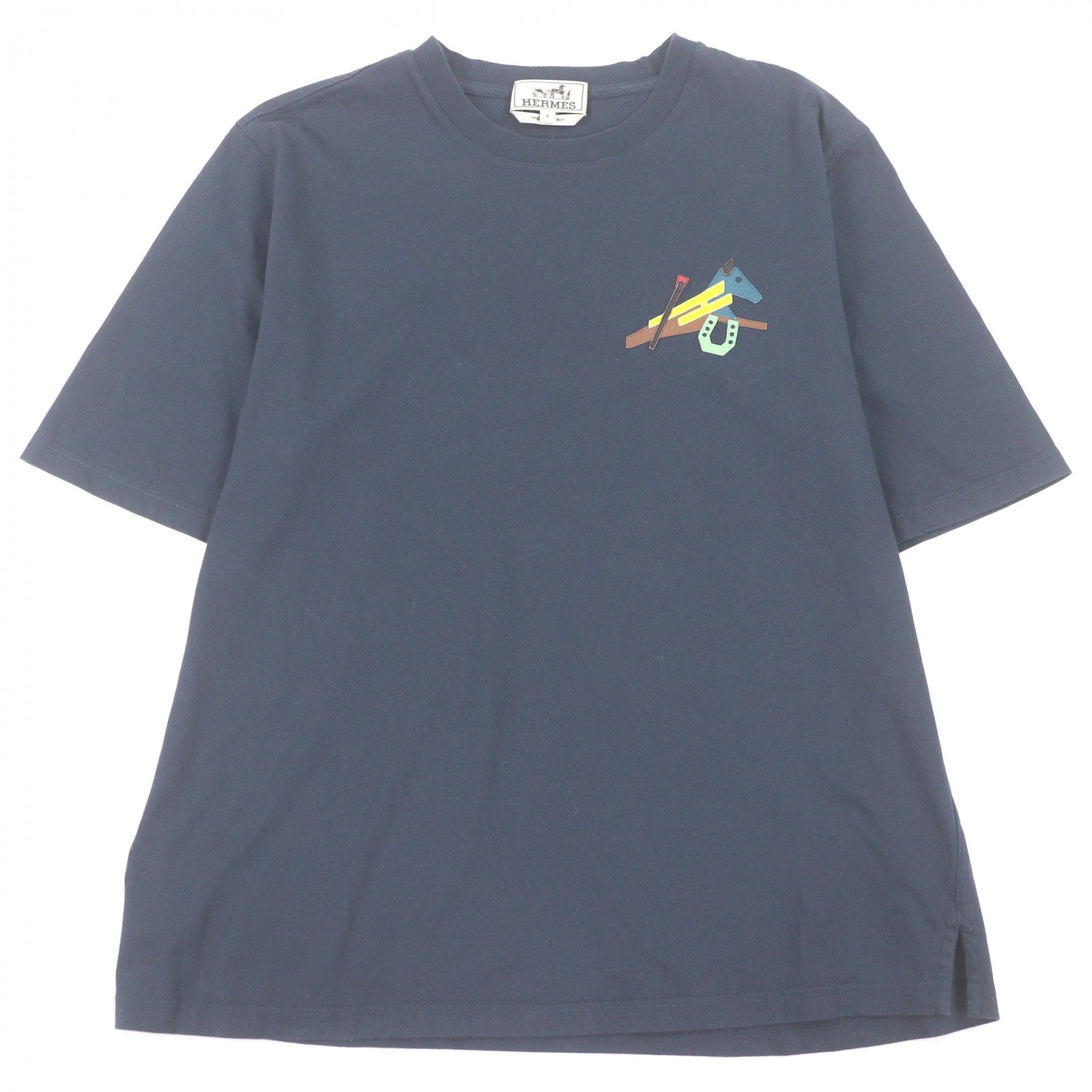 美品 エルメス 半袖Tシャツ ネイビー メンズ S
