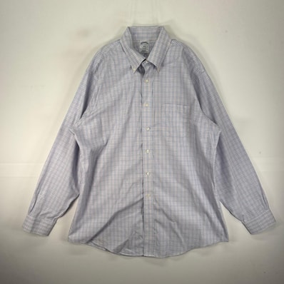 古着 ブルックスブラザーズ Brooks Brothers 長袖シャツ ボタンダウン 胸ポケット XL ブルー系 チェック メンズ
