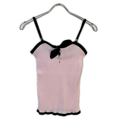 シャネル P72250 K10403 ピンク リボンタイデザイン ニットキャミ 34