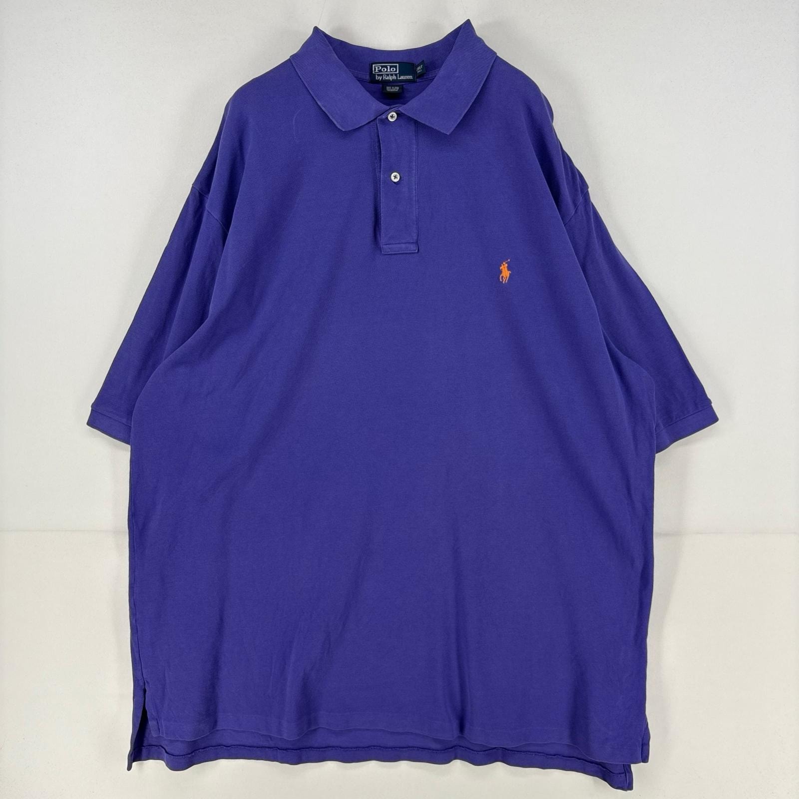 古着 ポロバイラルフローレン Polo by Ralph Lauren 半袖シャツ ワンポイント ポロシャツ 刺繍 大きいサイズ 2XL  パープル系 メンズ