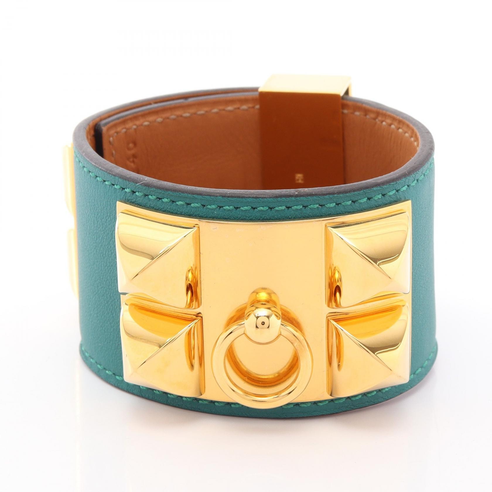 エルメス HERMES コリエドシアン マラカイト バングル アクセサリー GP(ゴールドメッキ) ヴォースイフト ヴォースイフト ゴールド □Q刻印(2013年製造) レディース グリーン系 / ゴールド系 【中古】