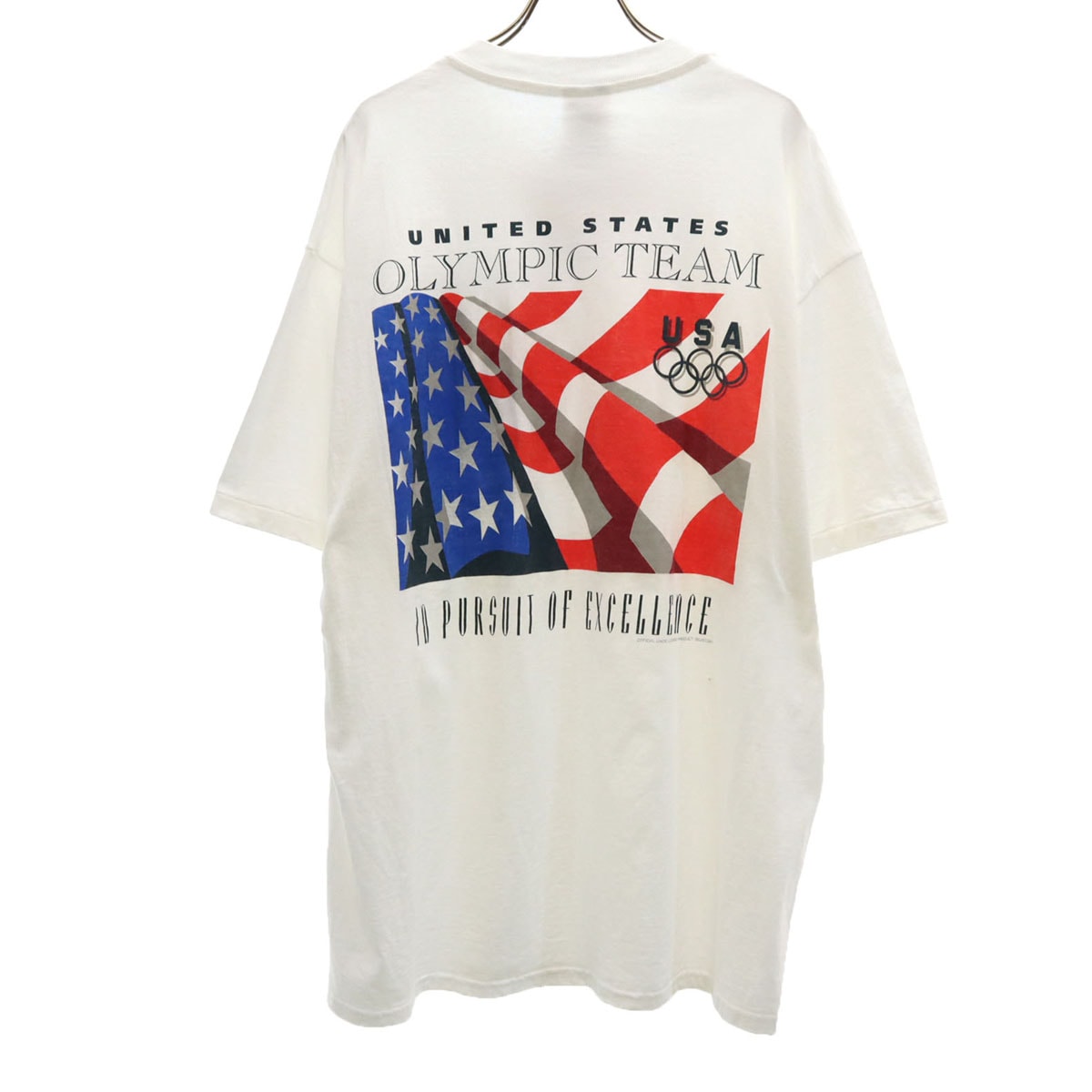 未使用 Hanes ヘインズ 90s オールド USA製 デッドストック バックプリント U.S. オリンピックチーム 半袖 Tシャツ XL ホワイト
