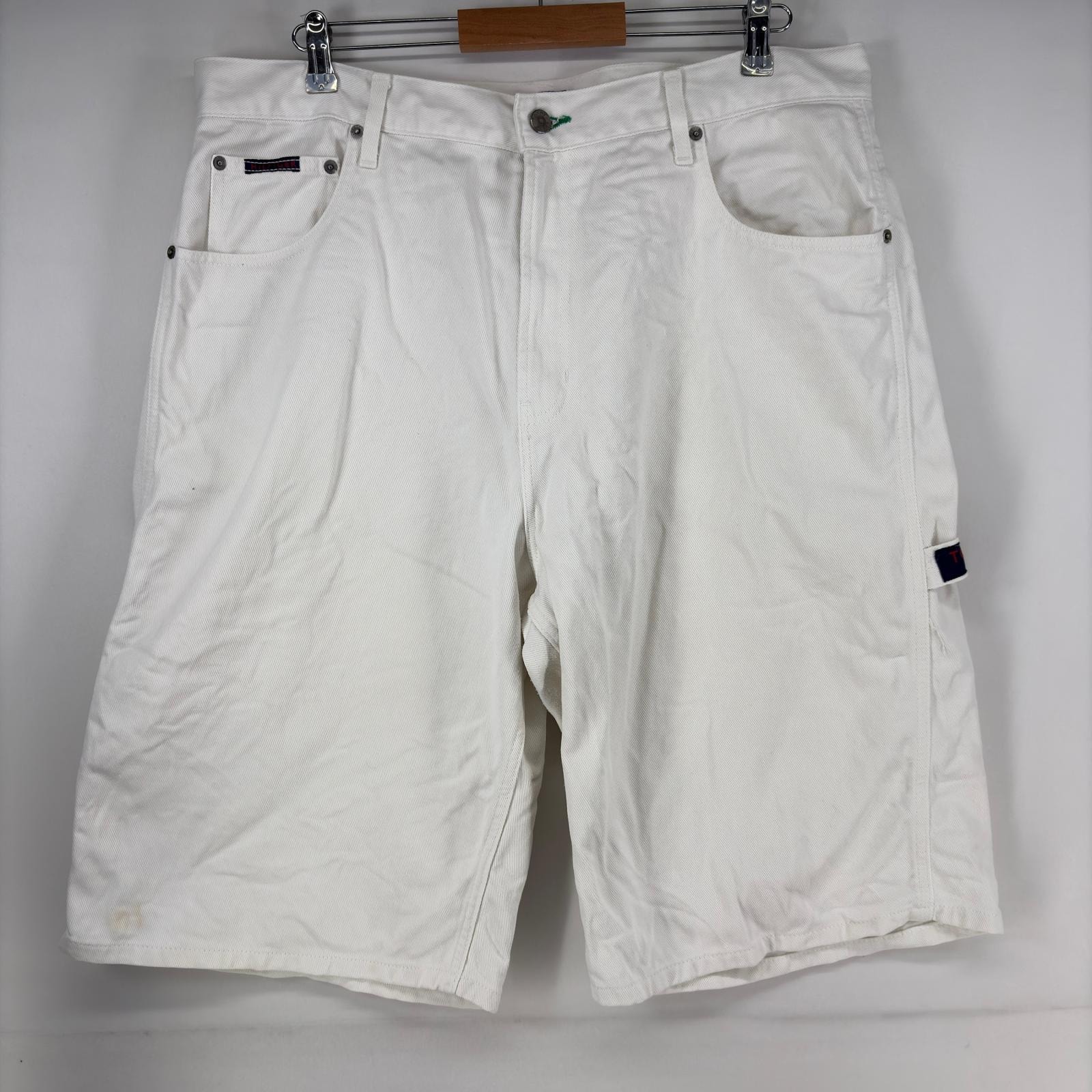古着 トミーヒルフィガー TOMMY HILFIGER デニム ショートパンツ ペインターパンツ フラッグ ハーフパンツ w38 ホワイト メンズ