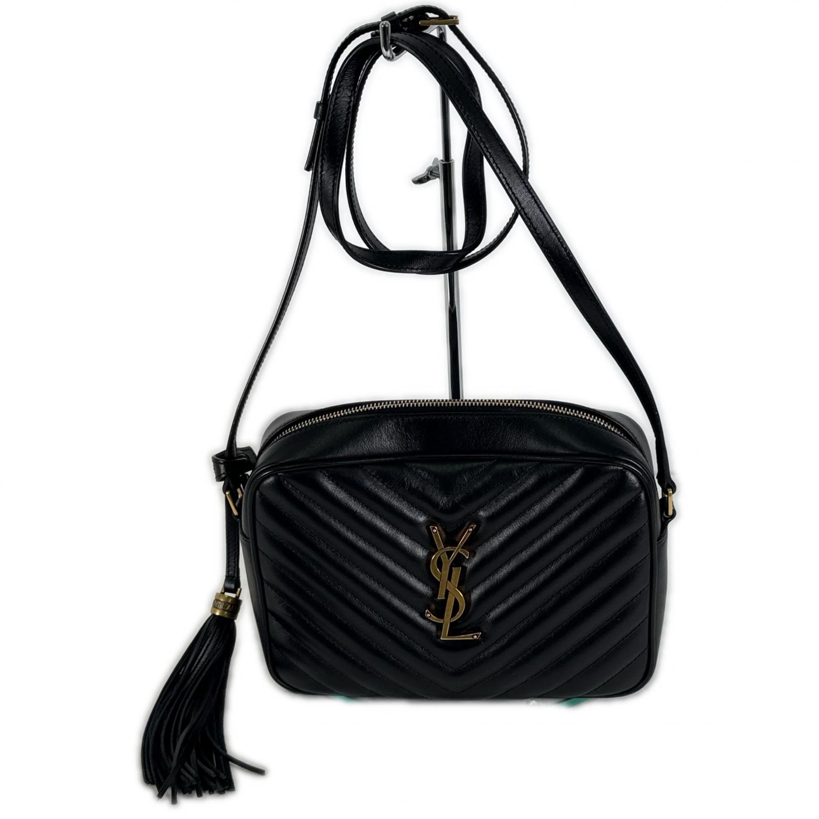 美品 SAINT LAURENT サンローラン 612544 バッグ ルー キルティング カメラバッグ ファッション小物 ブラック ゴールド レザー ARS612544・0322 レディース