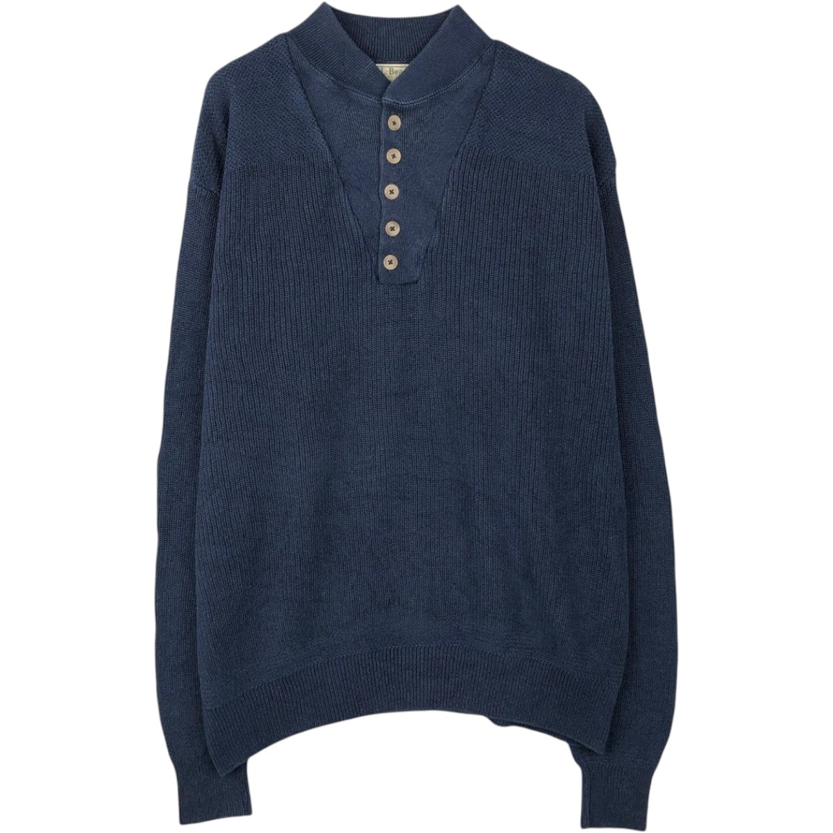 古着 70~80年代 エルエルビーン L.L.Bean リブ編み ハーフボタン コットンニットセーター USA製 メンズXL相当 ヴィンテージ/eaa654441