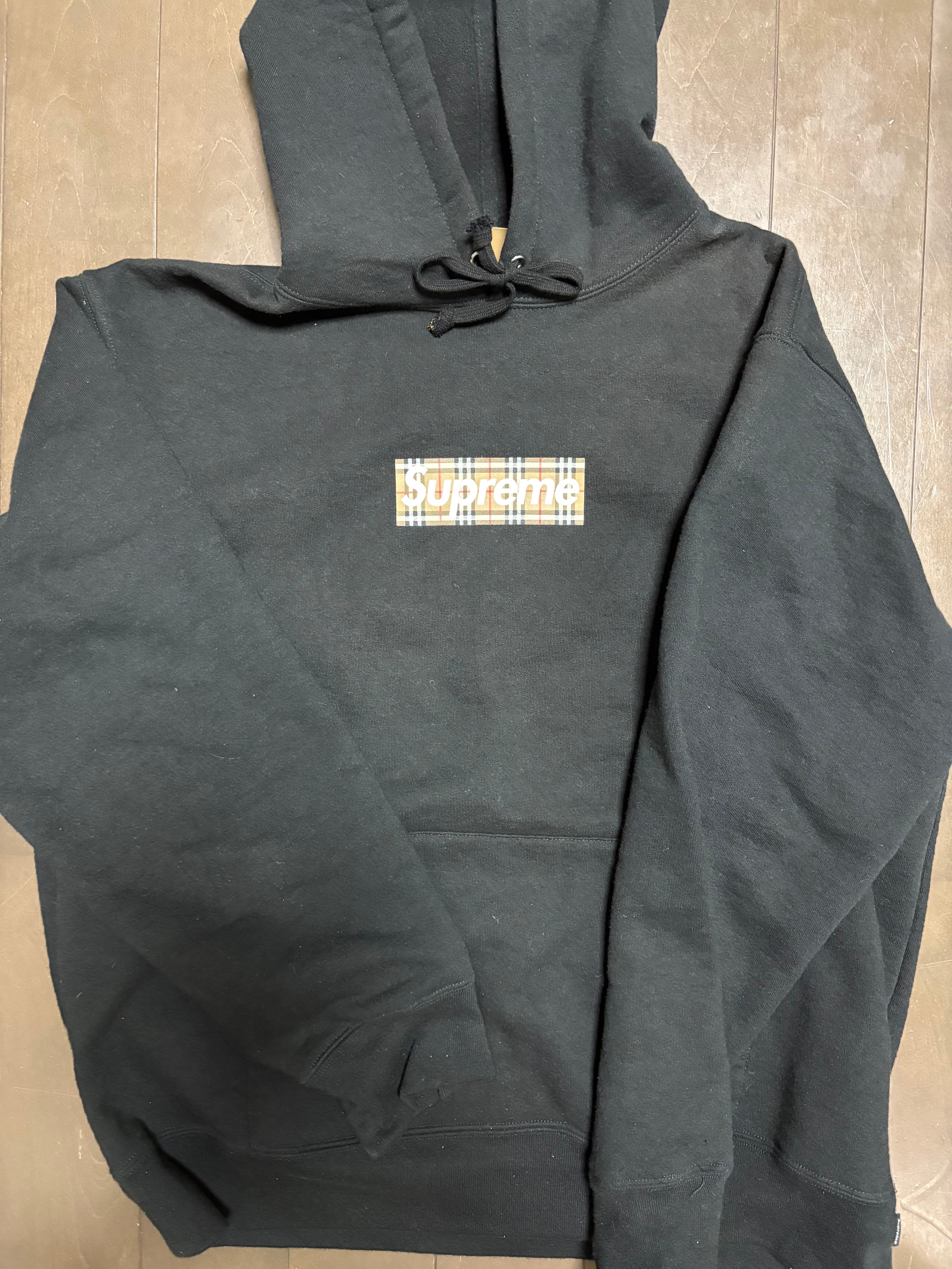 Supreme / Burberry Box Logo Hooded Sweatshirt "Black"