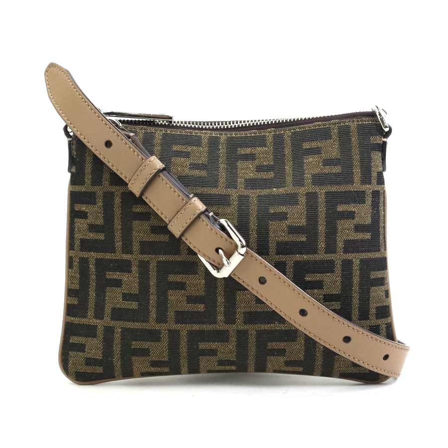 フェンディ FENDI 斜め掛けショルダーバッグ ズッカ After Bag Mini キャンバス/レザー ブラウン シルバー メンズ 7N0146 A9ZL【中古】 e60896k