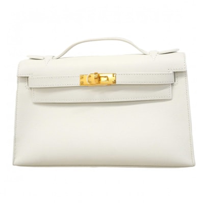【6dd4853-g】エルメス ハンドバッグ ポシェットケリー スイフト ニューホワイト ゴールド金具 B刻印【中古】レディース