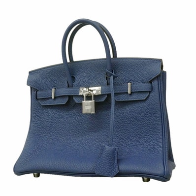 ★SALE【6he5806-g】エルメス ハンドバッグ バーキン25 トゴ ブルーアガット シルバー金具 K刻印【中古】レディース