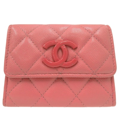 シャネル マトラッセ コインケース レザー ピンク コ