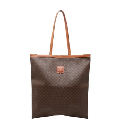 セリーヌ マカダム トートバッグ ショルダーバッグ ブラウン PVC レザー レディース CELINE 【中古】