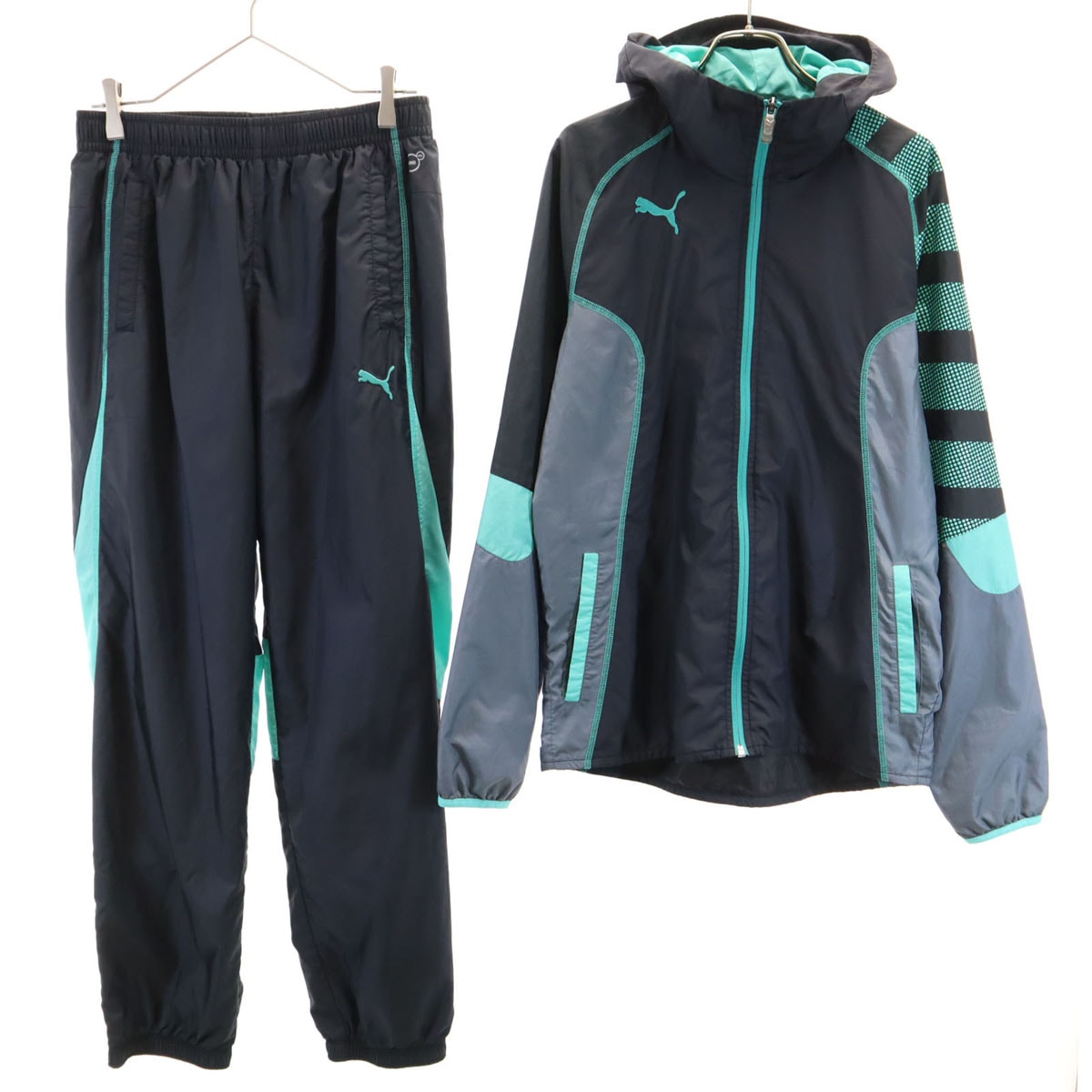 PUMA プーマ レインジャケット 上下セットアップ L グリーン 裏メッシュ