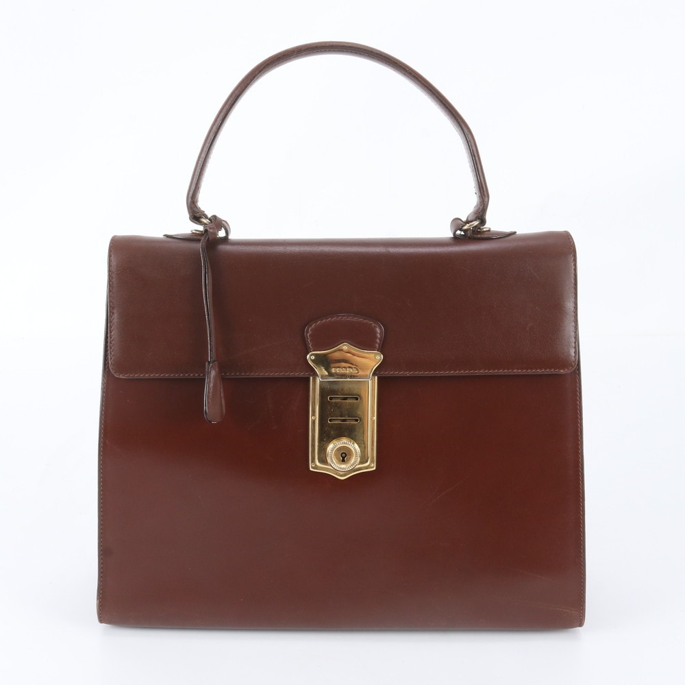 ■美品 プラダ トップハンドルハンドバッグ レザー