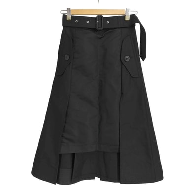 24SS Cotton Gabardine x Nylon Twill Skirt【1141726856270】