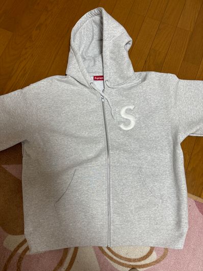 Supreme S Logo Zip Up Hooded Sweatshirt "Ash Grey"