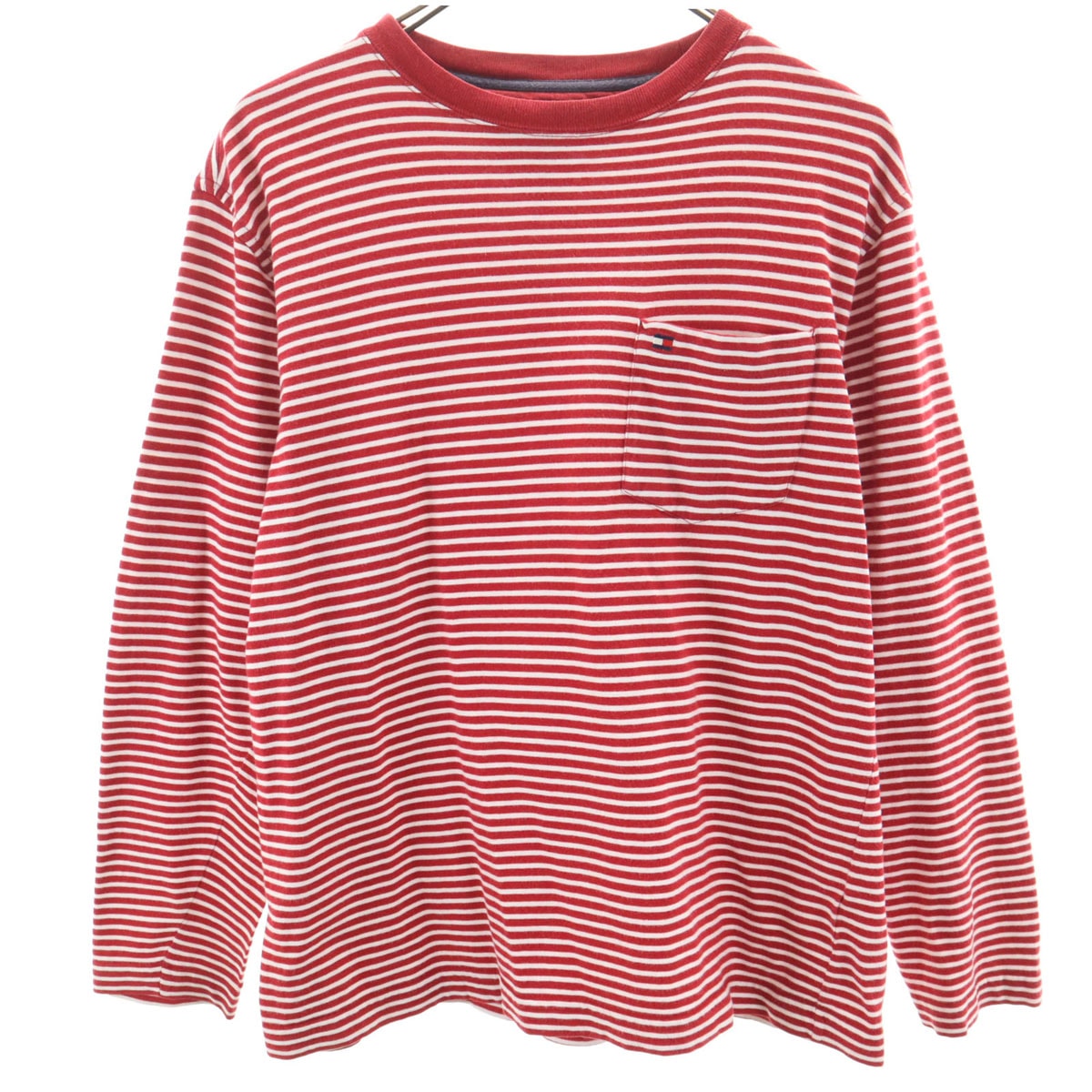 TOMMY HILFIGER トミーヒルフィガー ボーダー柄 長袖 Tシャツ S レッド ロンT