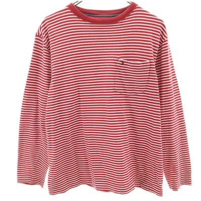 TOMMY HILFIGER トミーヒルフィガー ボーダー柄 長袖 Tシャツ S レッド ロンT