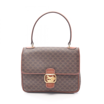 セリーヌ CELINE マカダム ハンドバッグ バッグ PVCコーティングキャンバス レザー レディース ブラウン系 【中古】