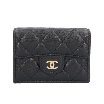 シャネル クラシックスモールウォレット 三つ折り財布 キャビアスキン AP0230 レディース CHANEL 中古