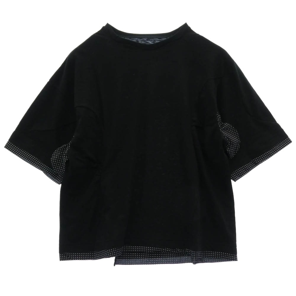 UNDERCOVER アンダーカバー Tシャツ 26SS UC1F1803-2 Slub cotton T-shirt 素材切替 背面ビックタグ スラブコットン Tシャツ 半袖カットソー ブラック系 2【美品】【中古】