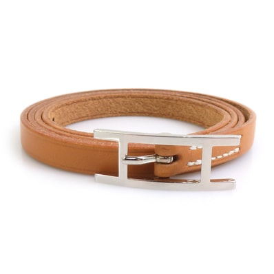 エルメス HERMES ブレスレット アピ レザー/メタル ブラウン/シルバー ユニセックス【中古】 e60930a