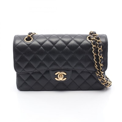 シャネル CHANEL マトラッセ Wフラップ ショルダーバッグ バッグ キャビアスキン(グレインドカーフ) レディース ブラック系 【中古】