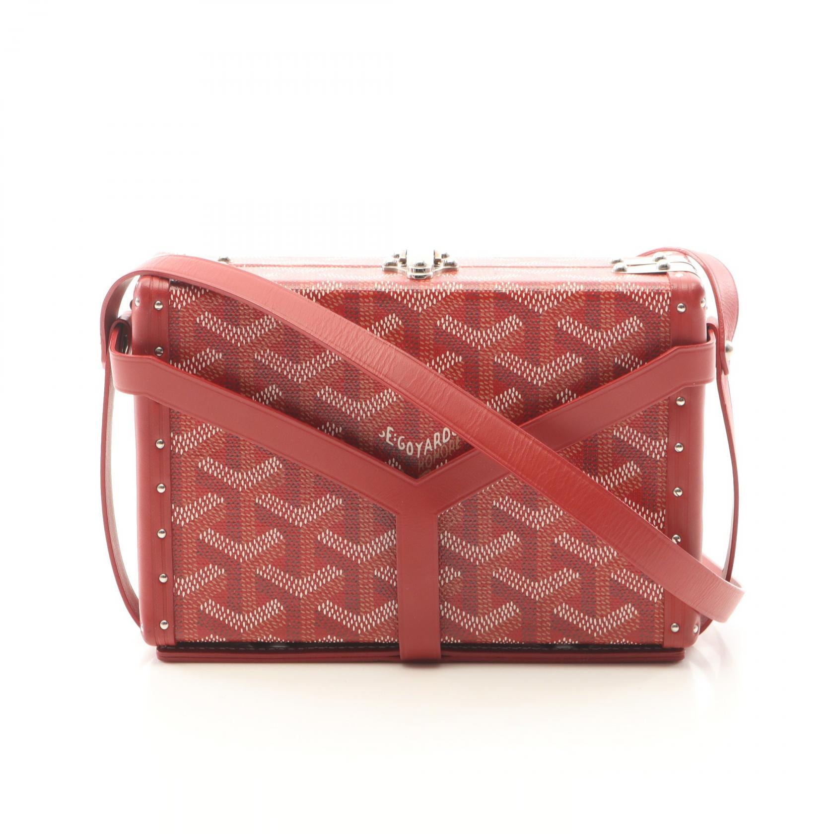 ゴヤール GOYARD ミノディエール トランクバッグ ショルダーバッグ バッグ PVCコーティングキャンバス レザー レディース レッド系 MINA08PMLTY 【中古】