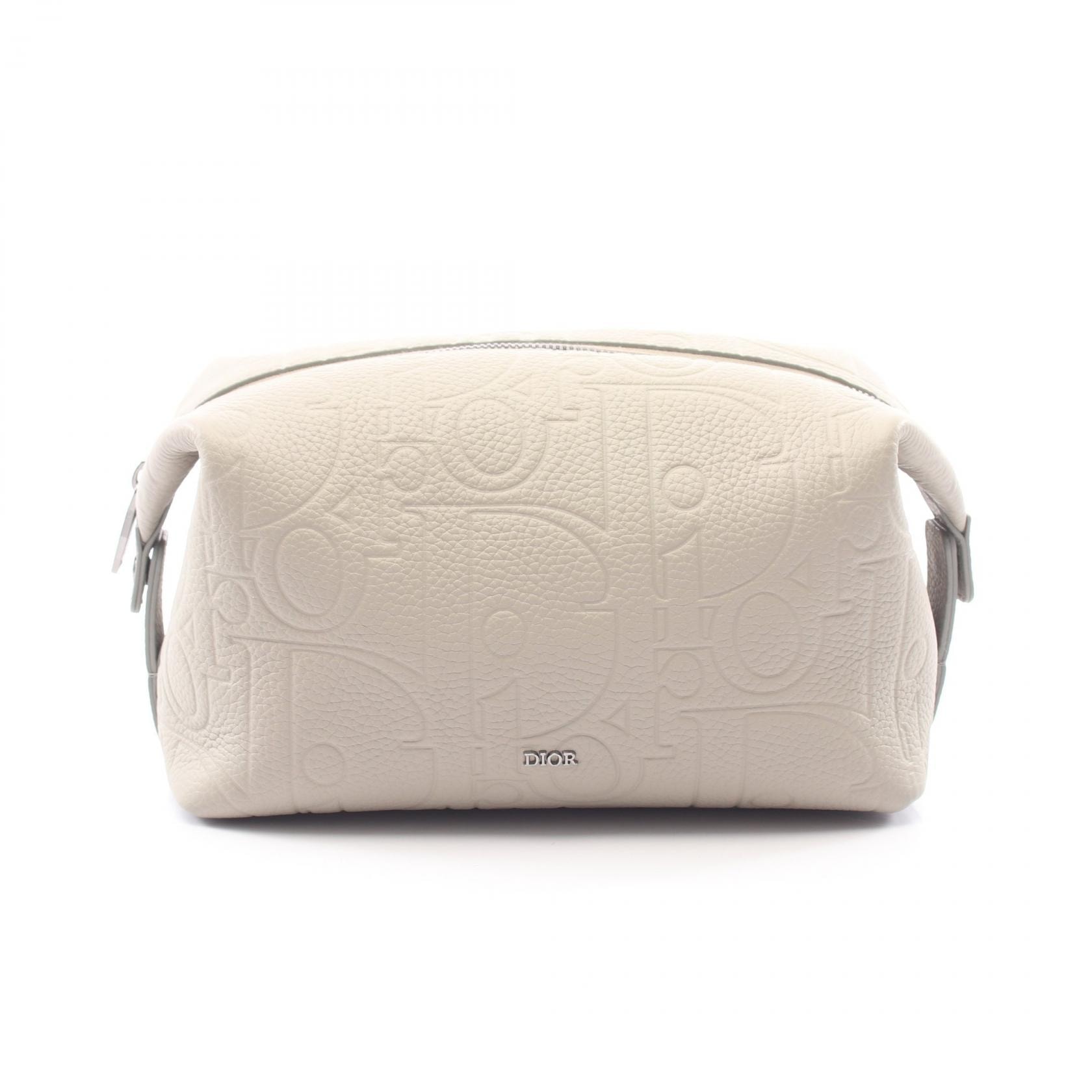 ディオール Dior グラビティ ポーチ バッグ カーフレザー メンズ グレー系 【中古】
