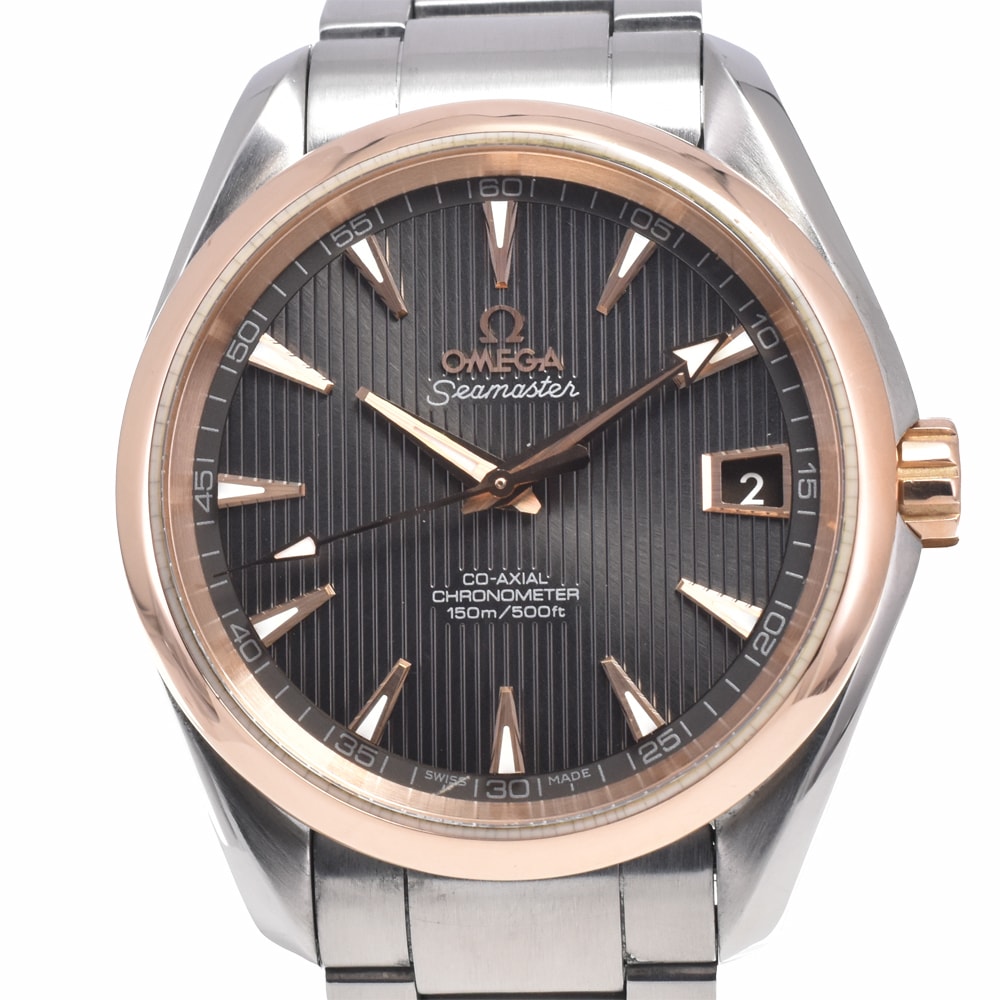 値下 オメガ OMEGA 231.20.39.21.06.003 シーマスター アクアテラ 120m CO-AXIAL グレー メンズ 美品 保証書付き 腕時計 N#148523